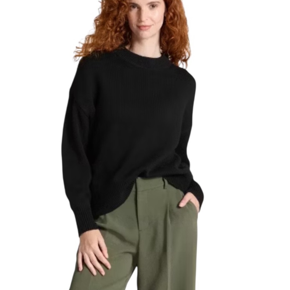 A New Day Women's Woolen‎ Crew Pullover Sweater Black M